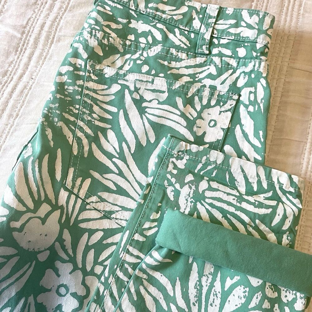 Diane Von Furstenberg Green and White Skinny Jeans